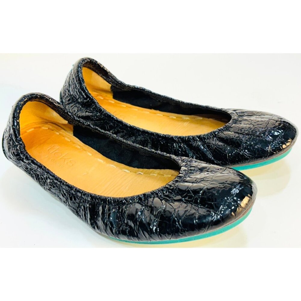 Tieks By Gavrieli Obsidian Black Patent Ballet Flats Women's Size 7